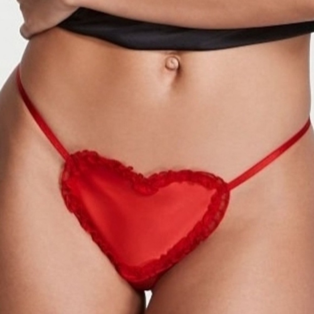 Victoria's Secret‎ Satin Heart V-String Panty Large